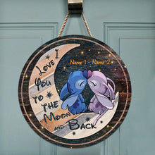 Load image into Gallery viewer, Personalized Round Wood Sign with 3D Print Gift for Couple
