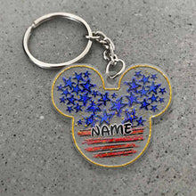 Load image into Gallery viewer, Personalized Independence Day Mouse Ears Keychain Custom Name Gift
