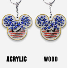 Load image into Gallery viewer, Personalized Independence Day Mouse Ears Keychain Custom Name Gift
