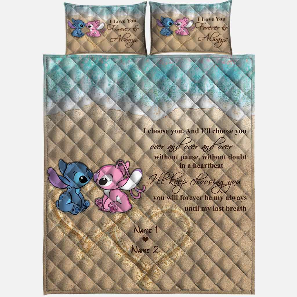Personalized Ohana Quilt Set Custom Name Gift for Couples