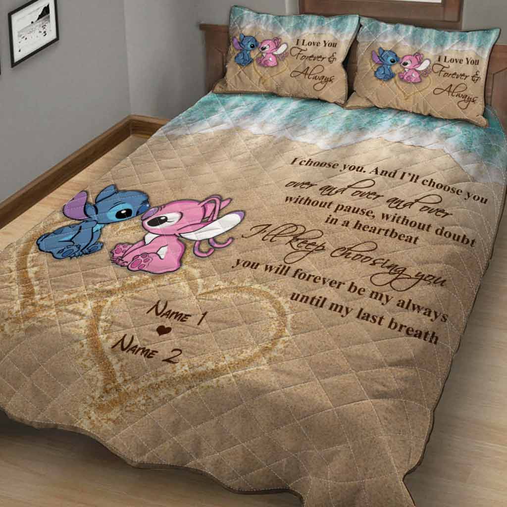 Personalized Ohana Quilt Set Custom Name Gift for Couples