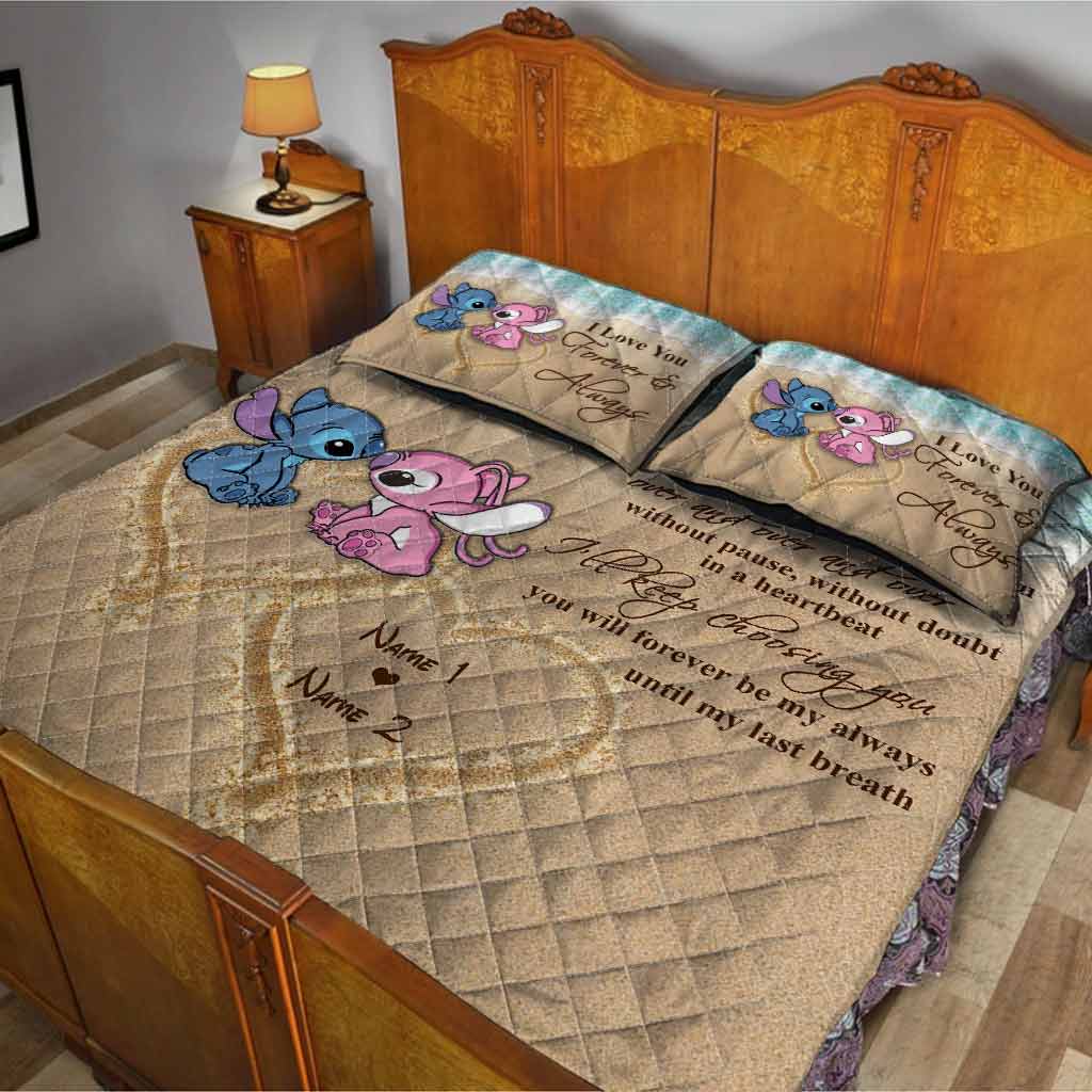 Personalized Ohana Quilt Set Custom Name Gift for Couples