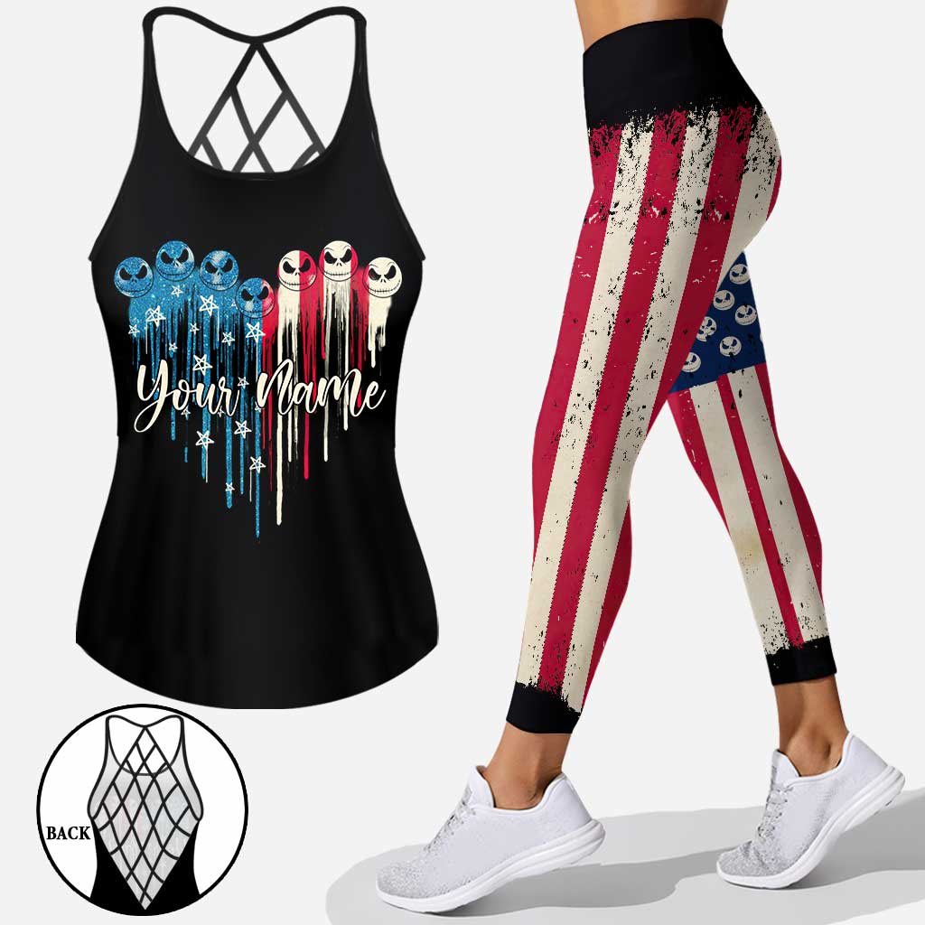 Personalized Independence Day Cross Tank Top & Leggings for Women