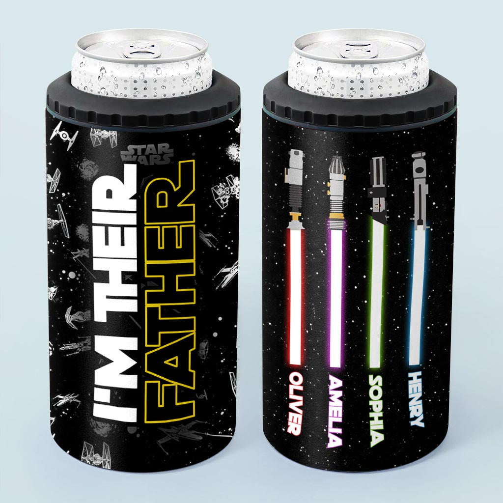 Personalized Stainless Steel Can Cooler I'm Their Father Gift