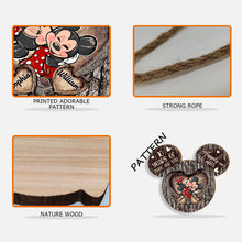 Load image into Gallery viewer, Personalized Mouse Ears Heart Wood Sign Custom for Couples

