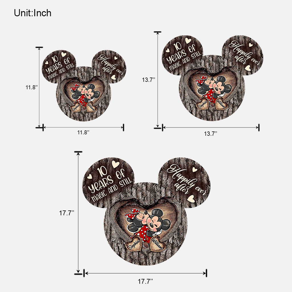 Personalized Mouse Ears Heart Wood Sign Custom for Couples