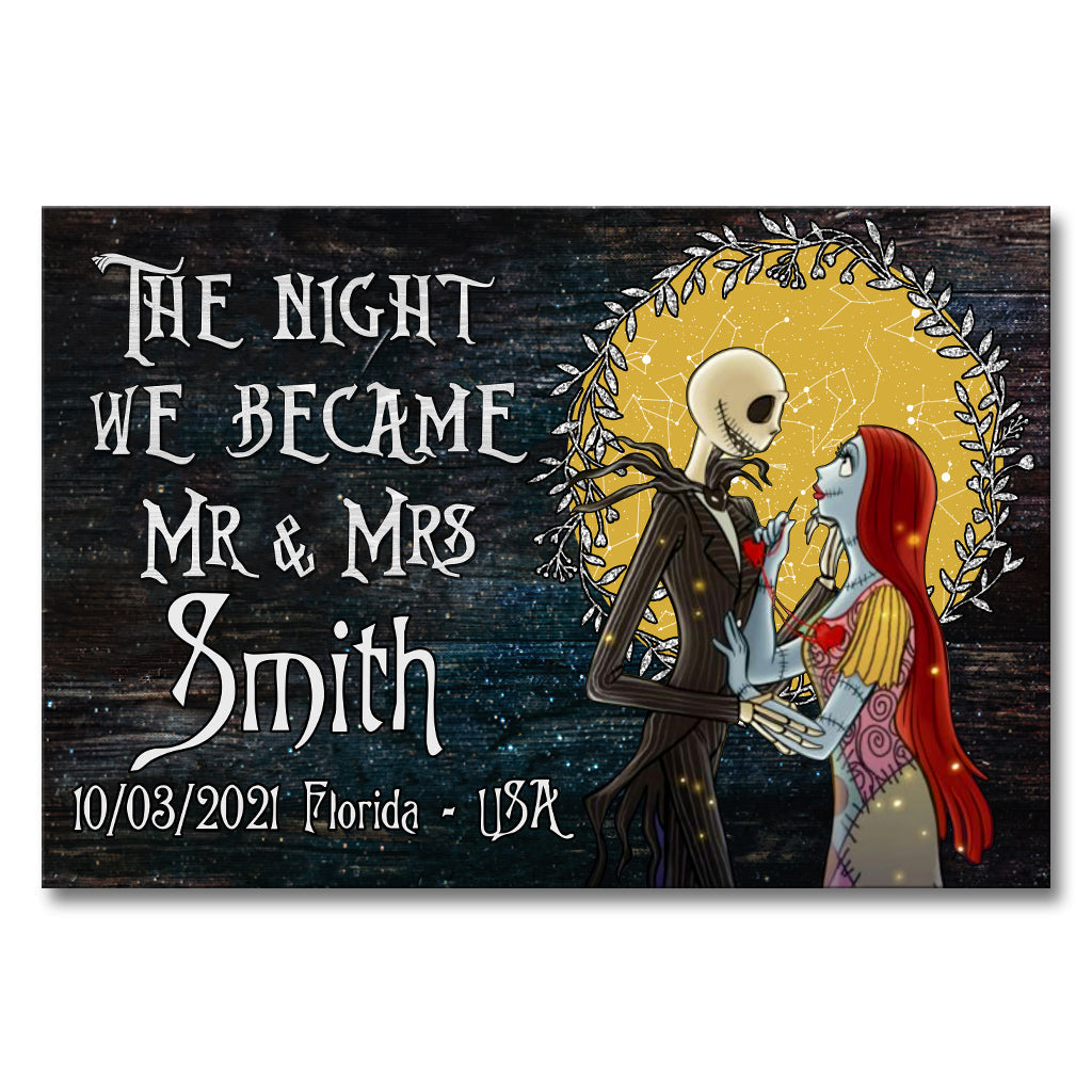 Personalized Mr and Mrs Canvas Print Custom Name Wedding Gift