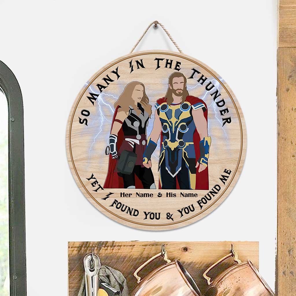 Personalized Round Wood Sign Custom Name Gift for Couples