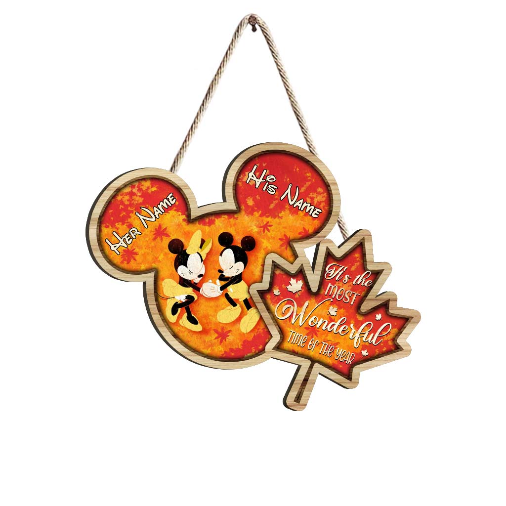 Personalized Mickey Mouse Wood Sign Custom Names Fall Decor