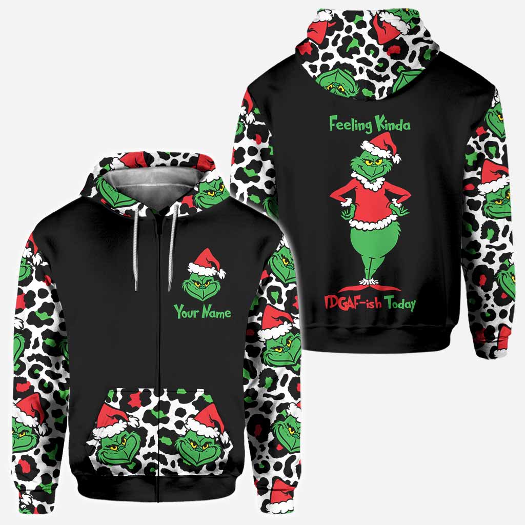 Personalized Grinch All Over Hoodie Custom Name Holiday Gift