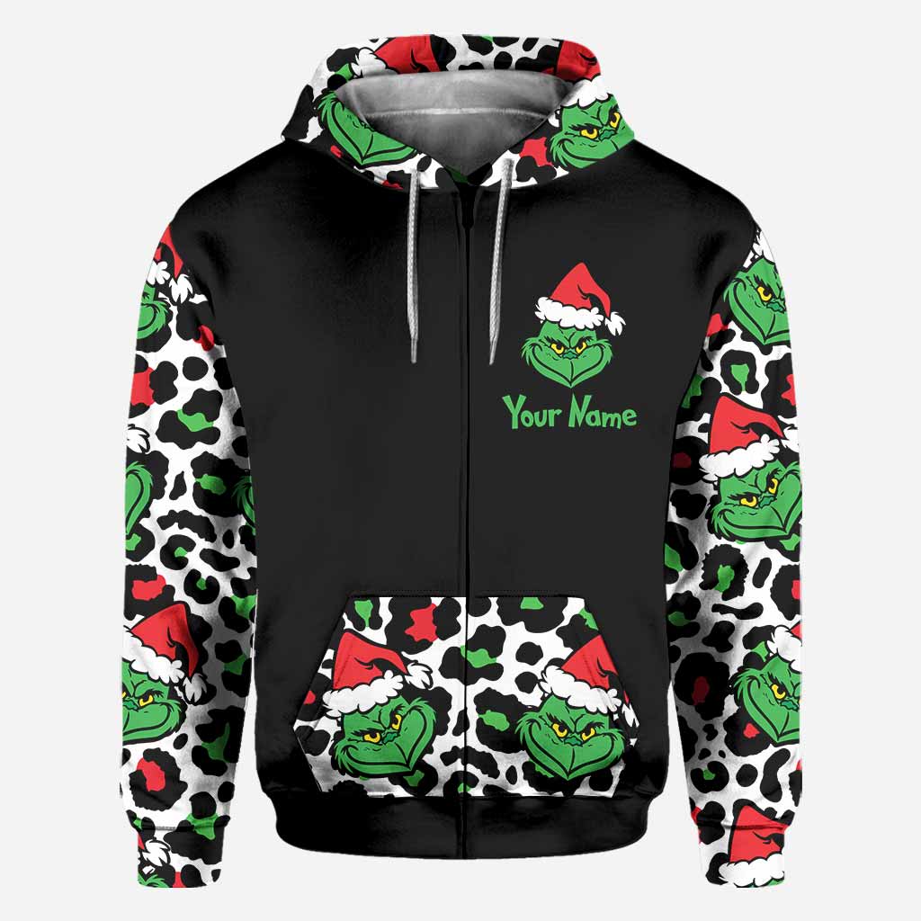 Personalized Grinch All Over Hoodie Custom Name Holiday Gift