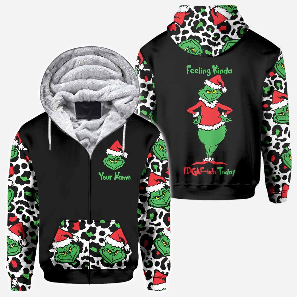 Personalized Grinch All Over Hoodie Custom Name Holiday Gift
