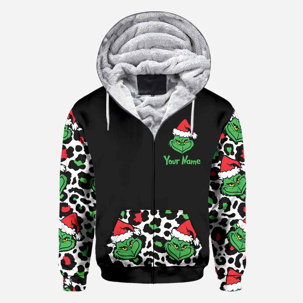 Personalized Grinch All Over Hoodie Custom Name Holiday Gift