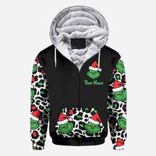 Load image into Gallery viewer, Personalized Grinch All Over Hoodie Custom Name Holiday Gift
