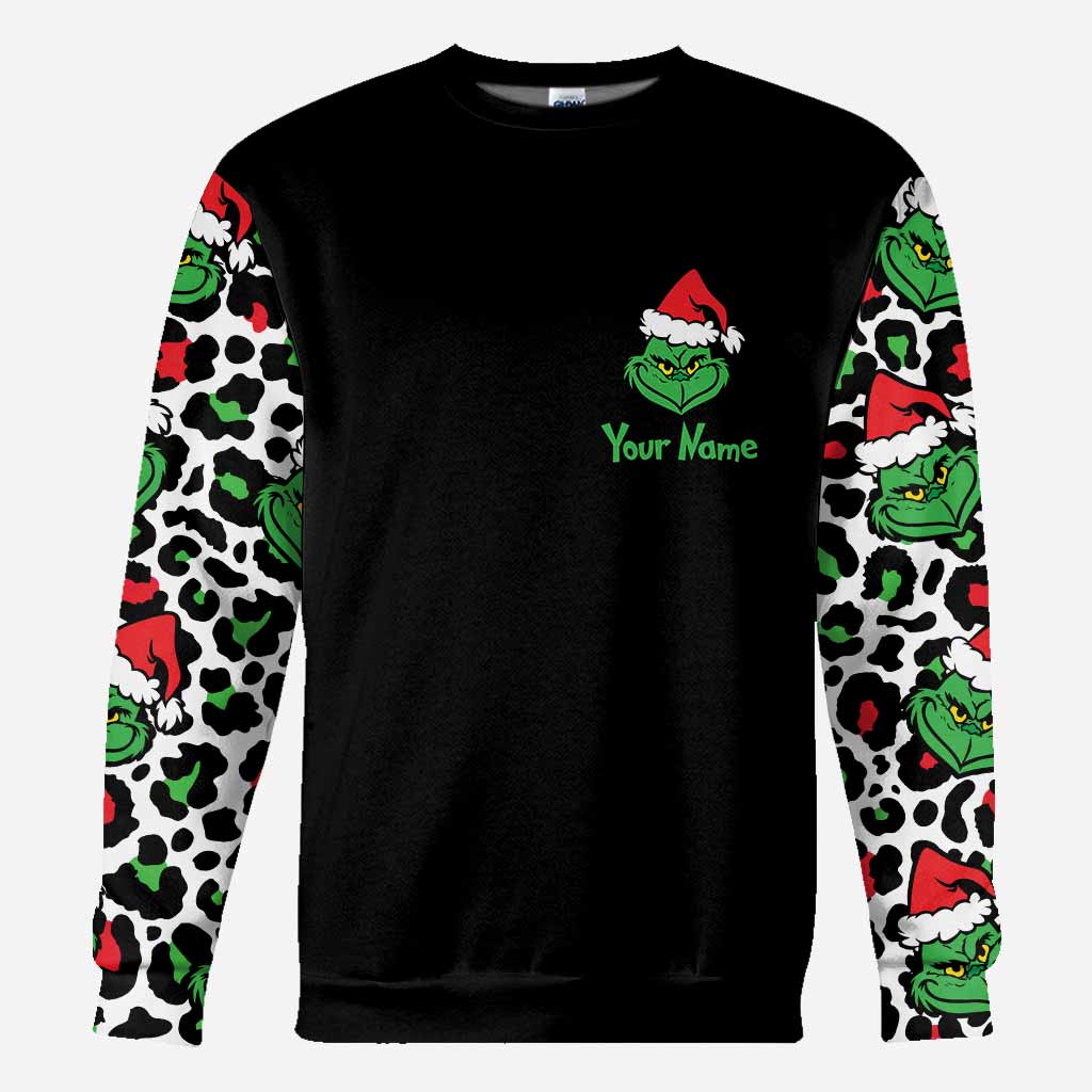 Personalized Grinch All Over Hoodie Custom Name Holiday Gift