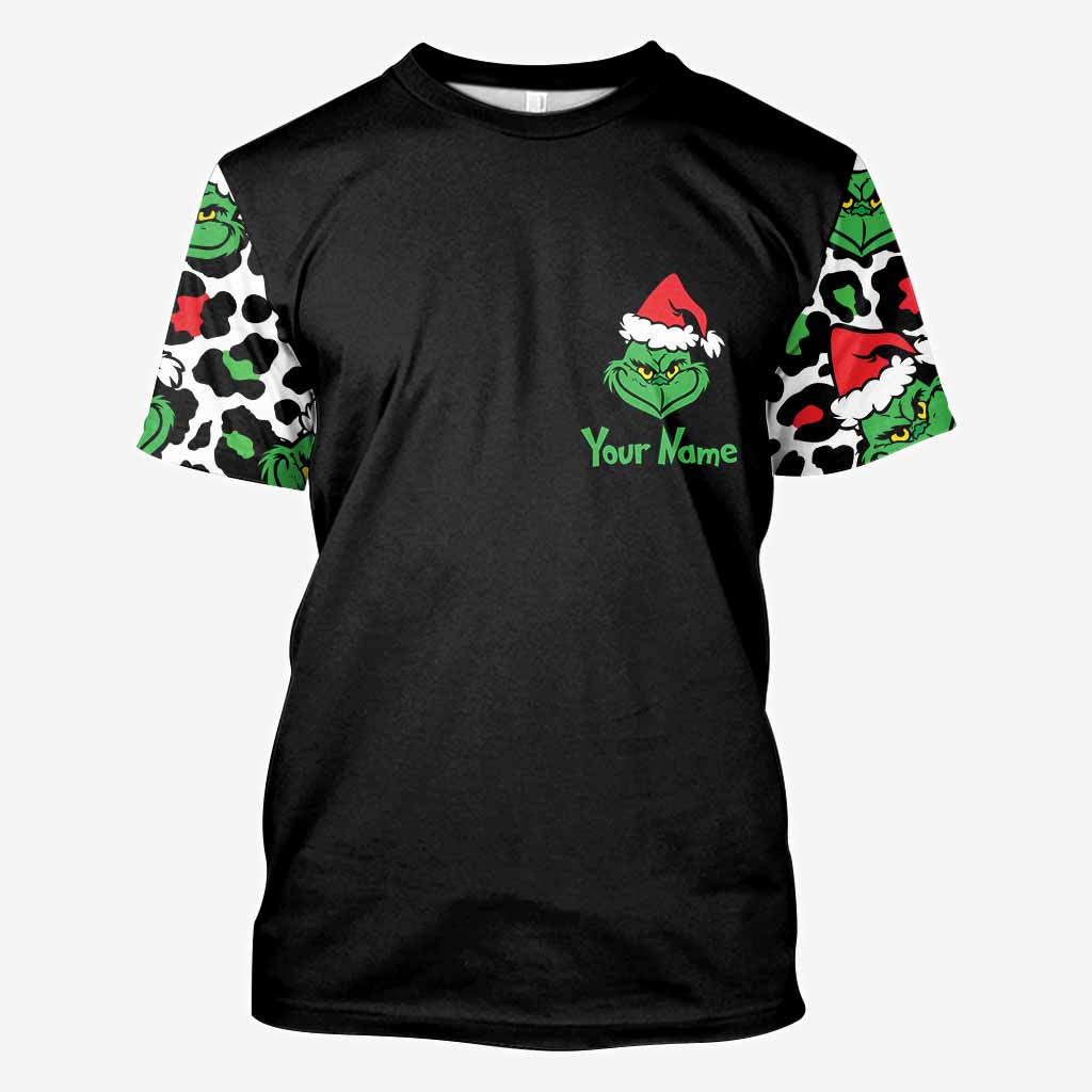 Personalized Grinch All Over Hoodie Custom Name Holiday Gift