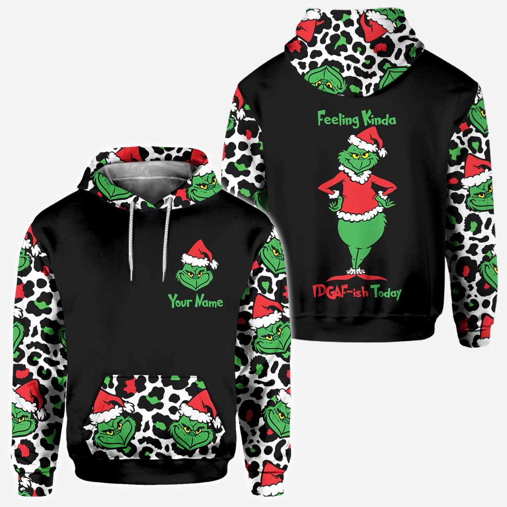 Personalized Grinch All Over Hoodie Custom Name Holiday Gift