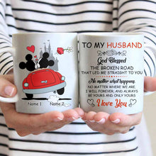 Load image into Gallery viewer, Personalized Couple Mouse Mug Custom Names Gift for Him/Her
