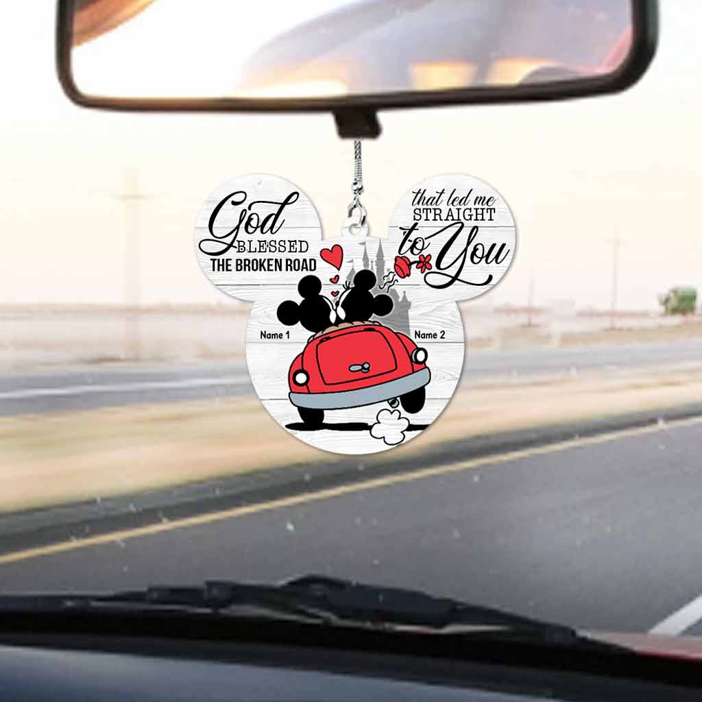 Personalized Couple Car Ornament God Blessed The Broken Road Gift