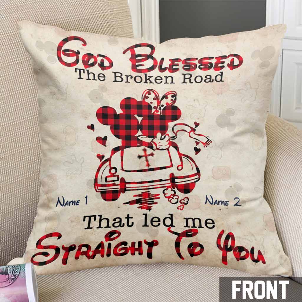 Personalized God Blessed The Broken Road Throw Pillow Gift for Couples