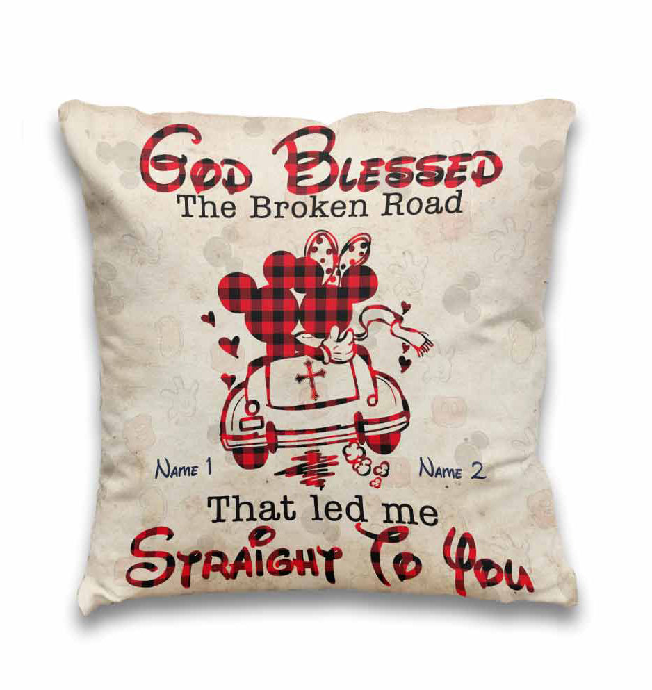 Personalized God Blessed The Broken Road Throw Pillow Gift for Couples