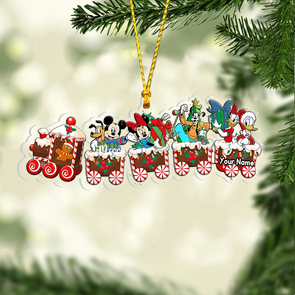 Personalized Christmas Mouse Train Ornament Custom Name Gift