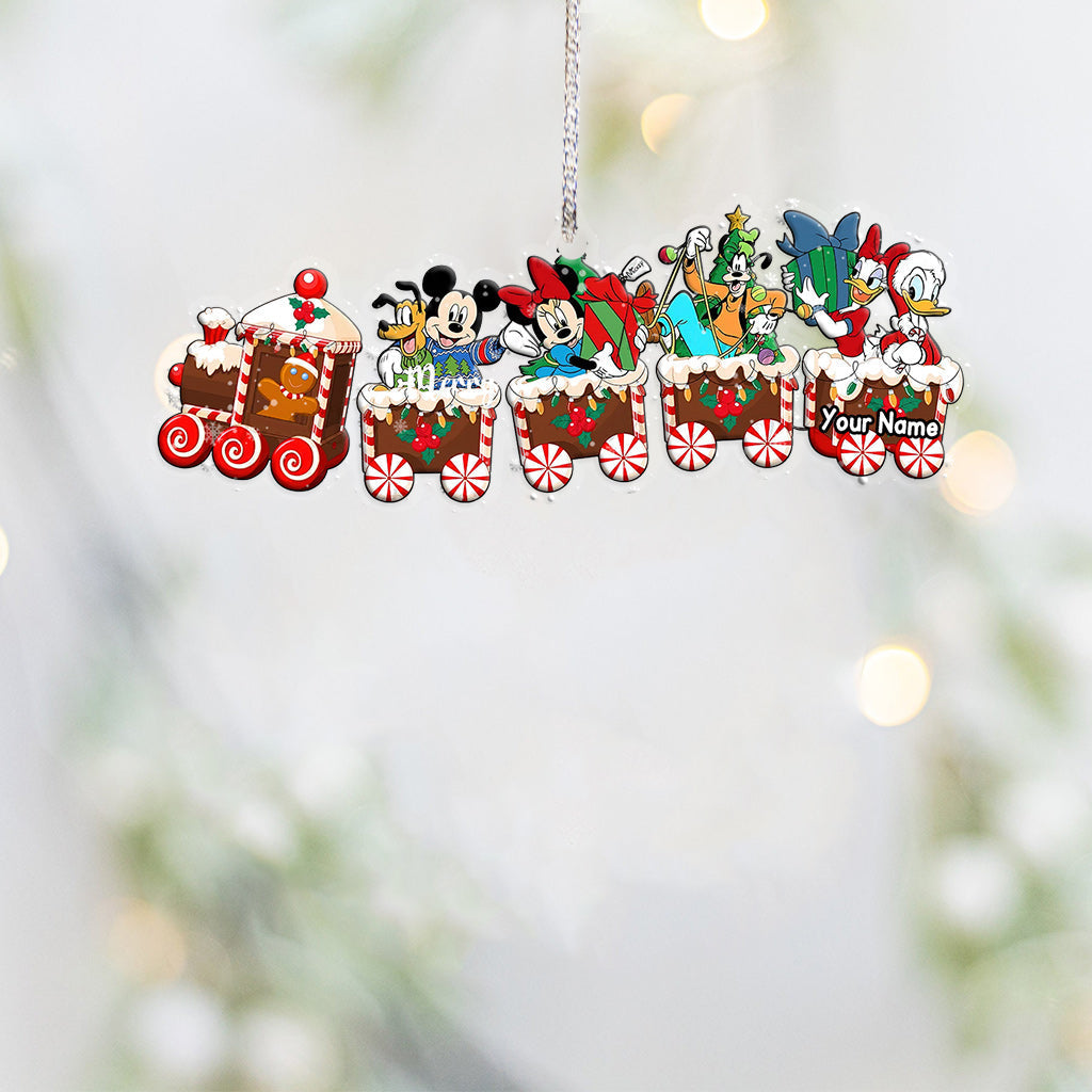 Personalized Christmas Mouse Train Ornament Custom Name Gift