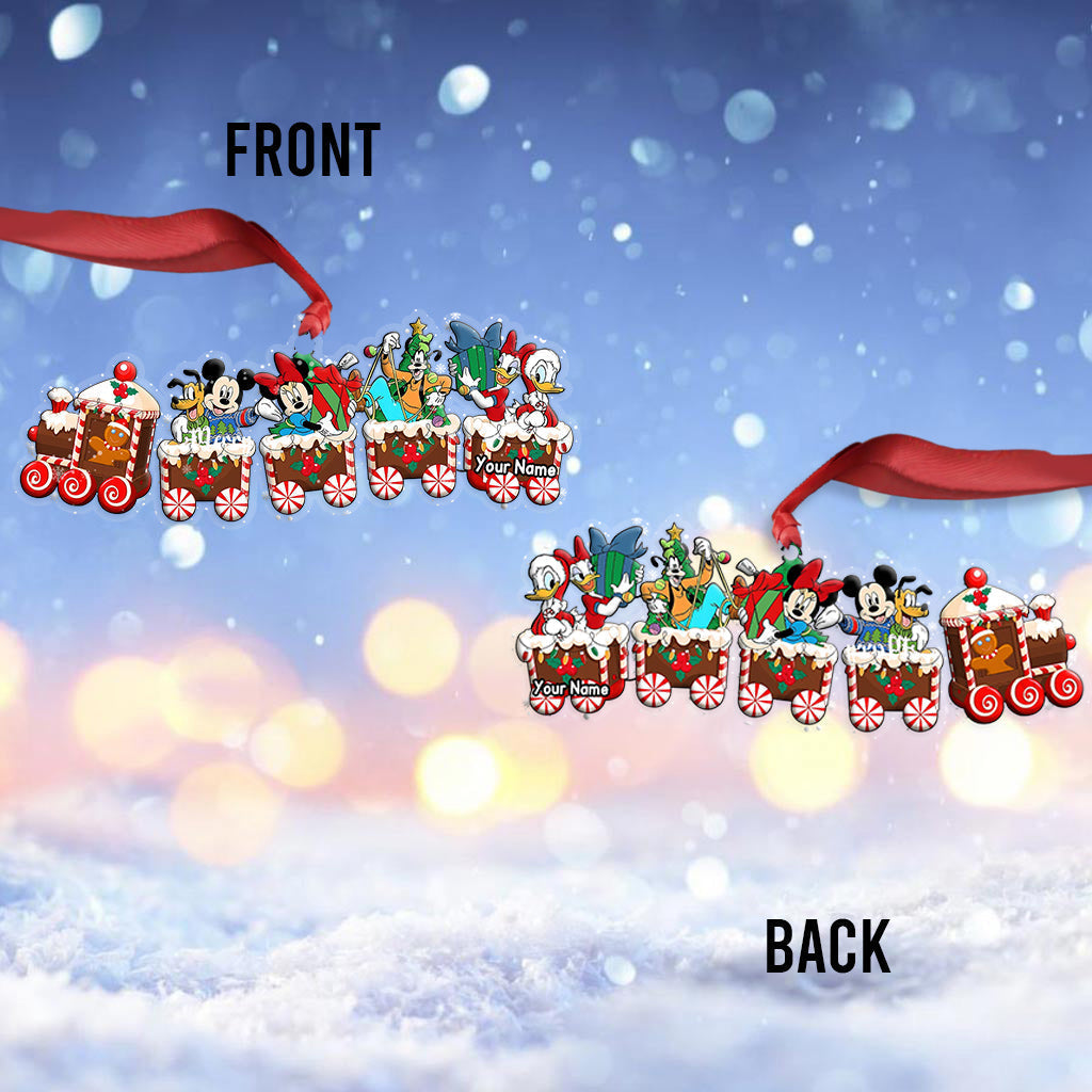 Personalized Christmas Mouse Train Ornament Custom Name Gift