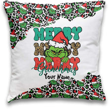 Load image into Gallery viewer, Personalized Grinch Christmas Throw Pillow Custom Name Gift
