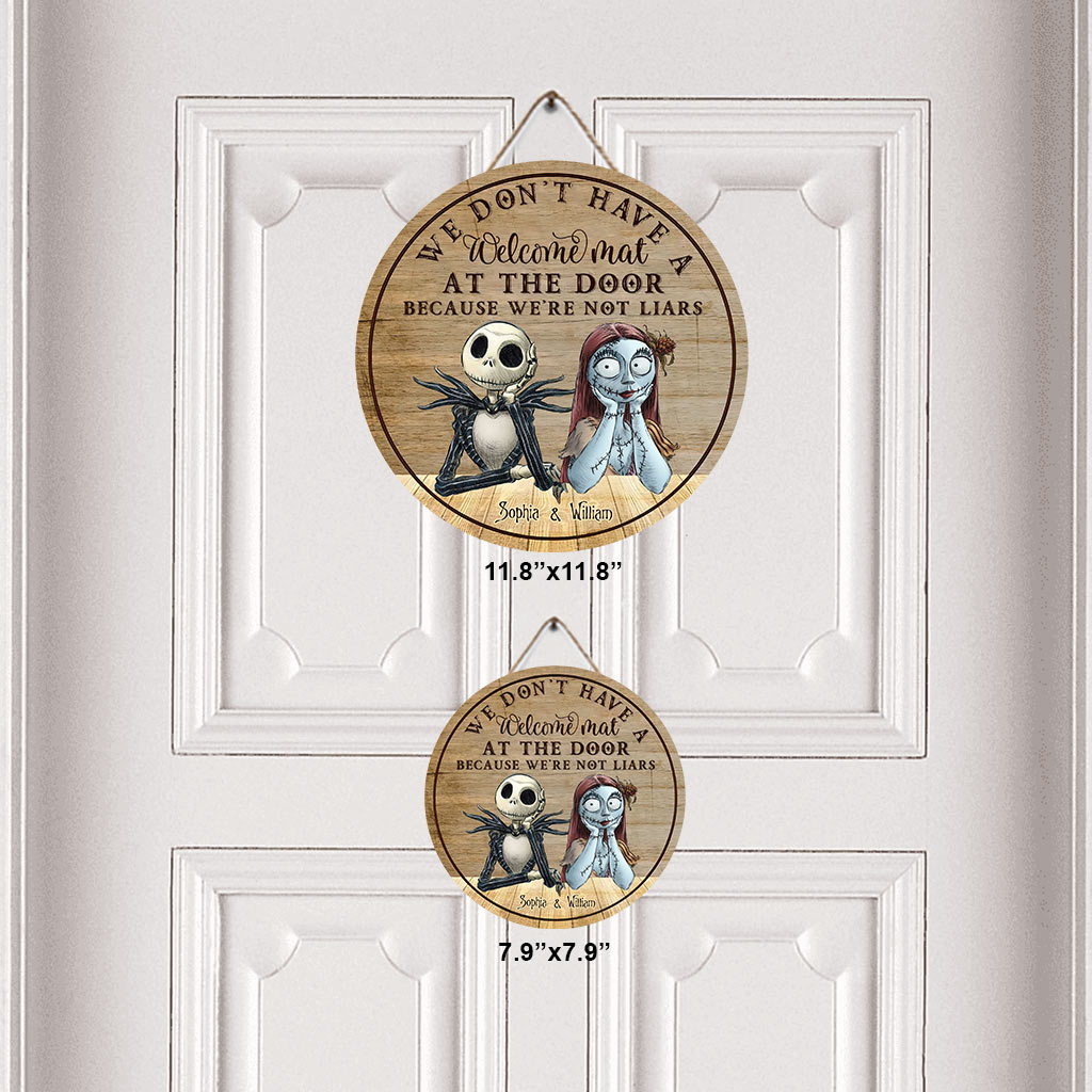 Personalized Couple Round Wood Sign Haunted Home Decor Gift