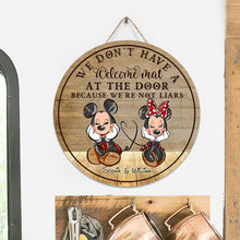 Load image into Gallery viewer, Personalized Round Wood Sign Welcome Mat Couple Gift
