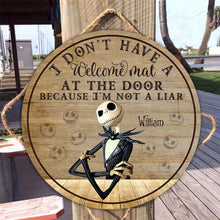 Load image into Gallery viewer, Personalized Nightmare Round Wood Sign Custom Name Gift
