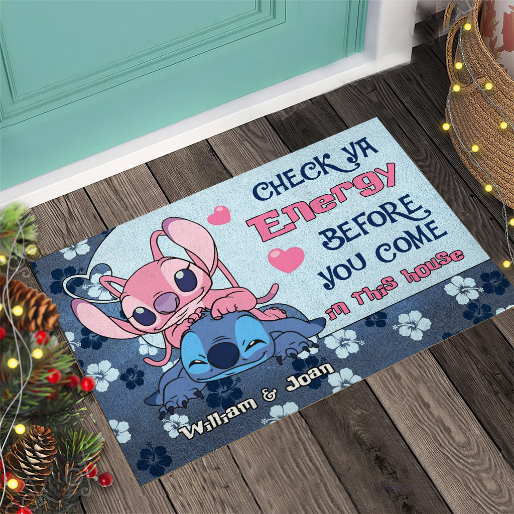Personalized Couple Doormat Check Your Energy Home Décor Gift