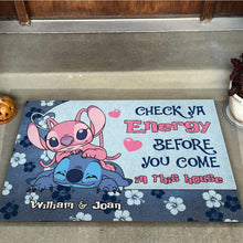 Load image into Gallery viewer, Personalized Couple Doormat Check Your Energy Home Décor Gift
