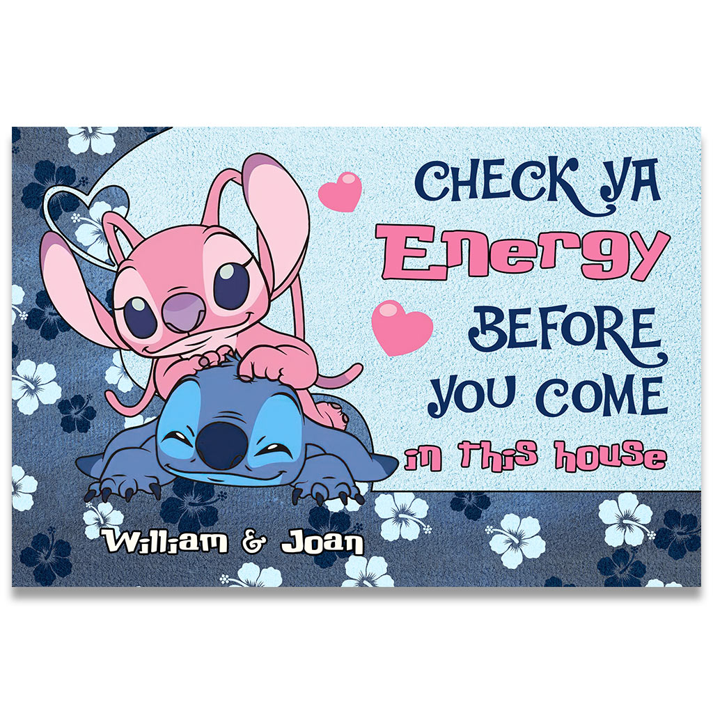 Personalized Couple Doormat Check Your Energy Home Décor Gift