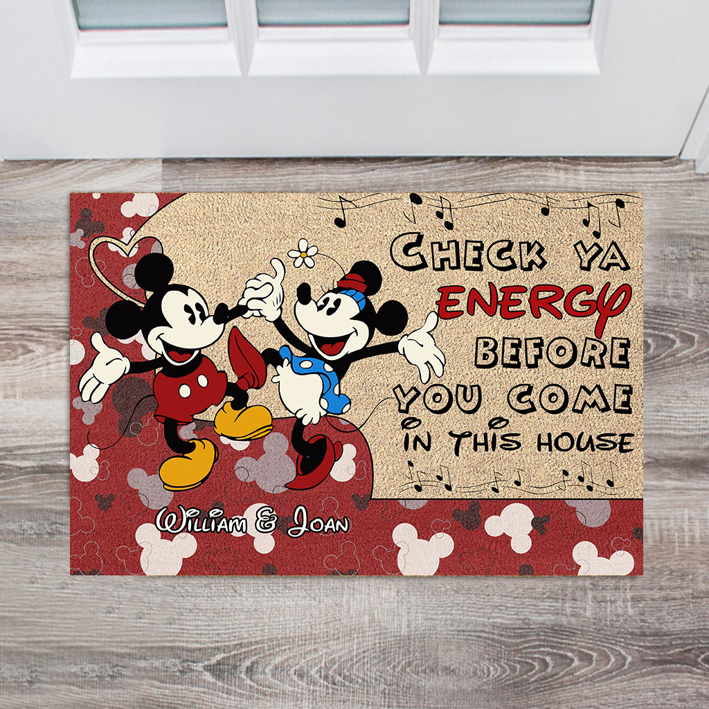 Personalized Mickey Mouse Couple Doormat Custom Name Gift