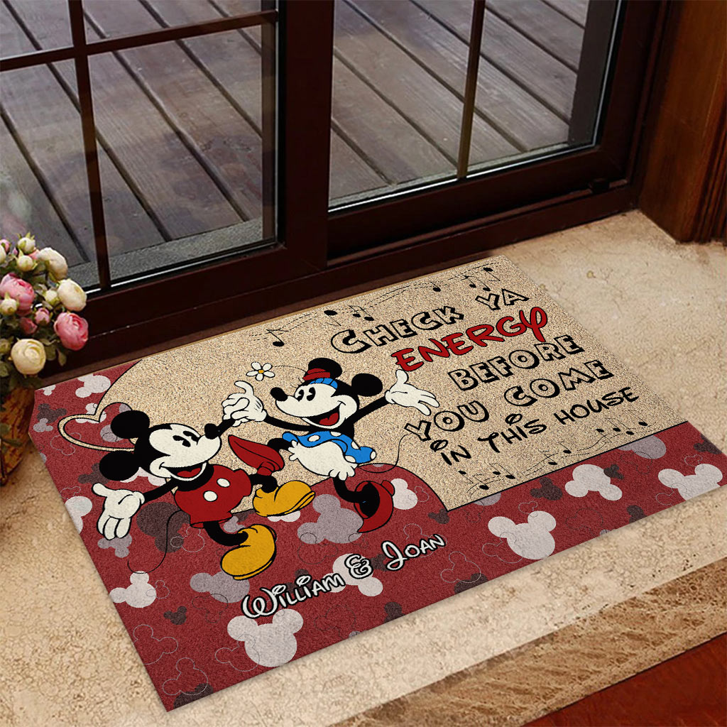Personalized Mickey Mouse Couple Doormat Custom Name Gift