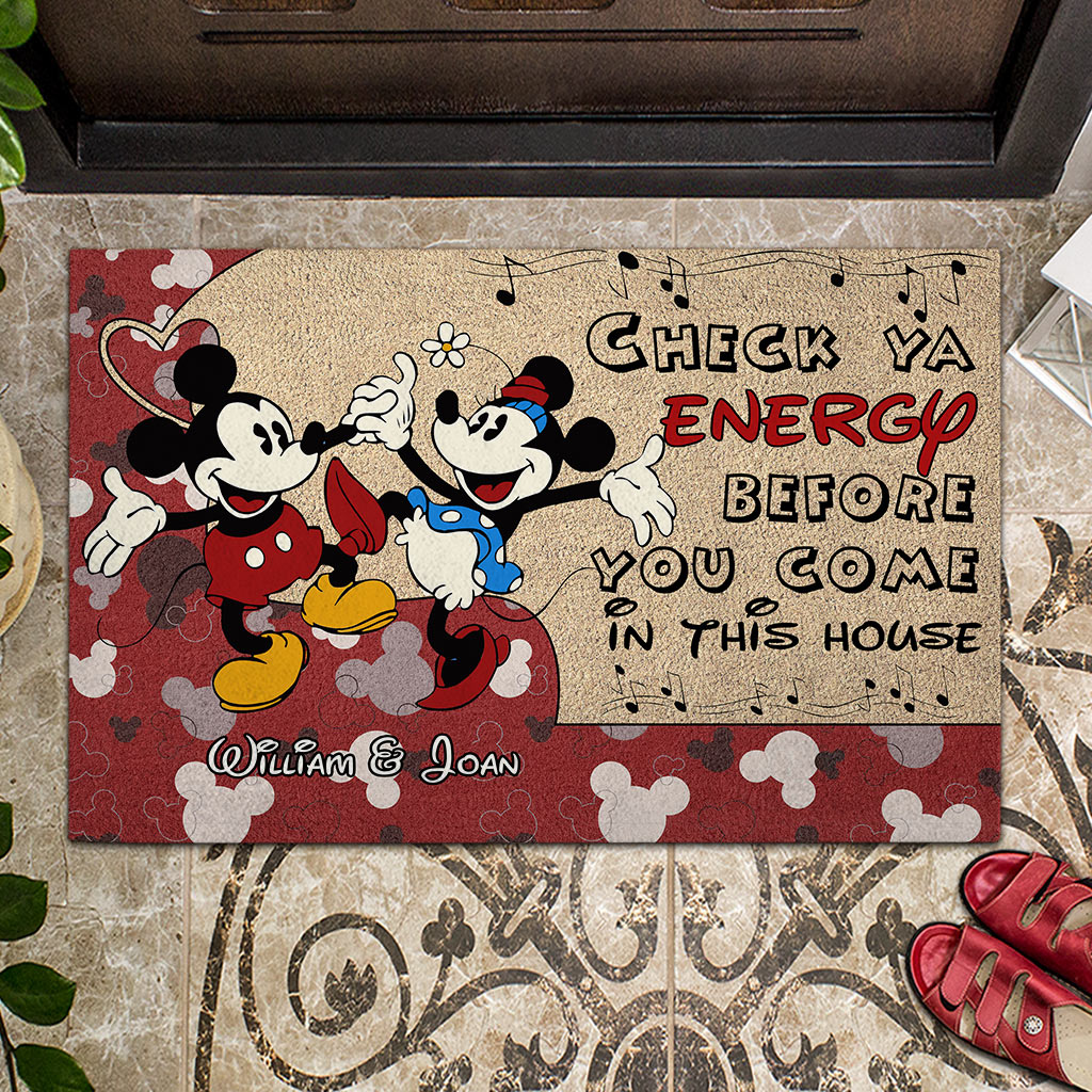 Personalized Mickey Mouse Couple Doormat Custom Name Gift