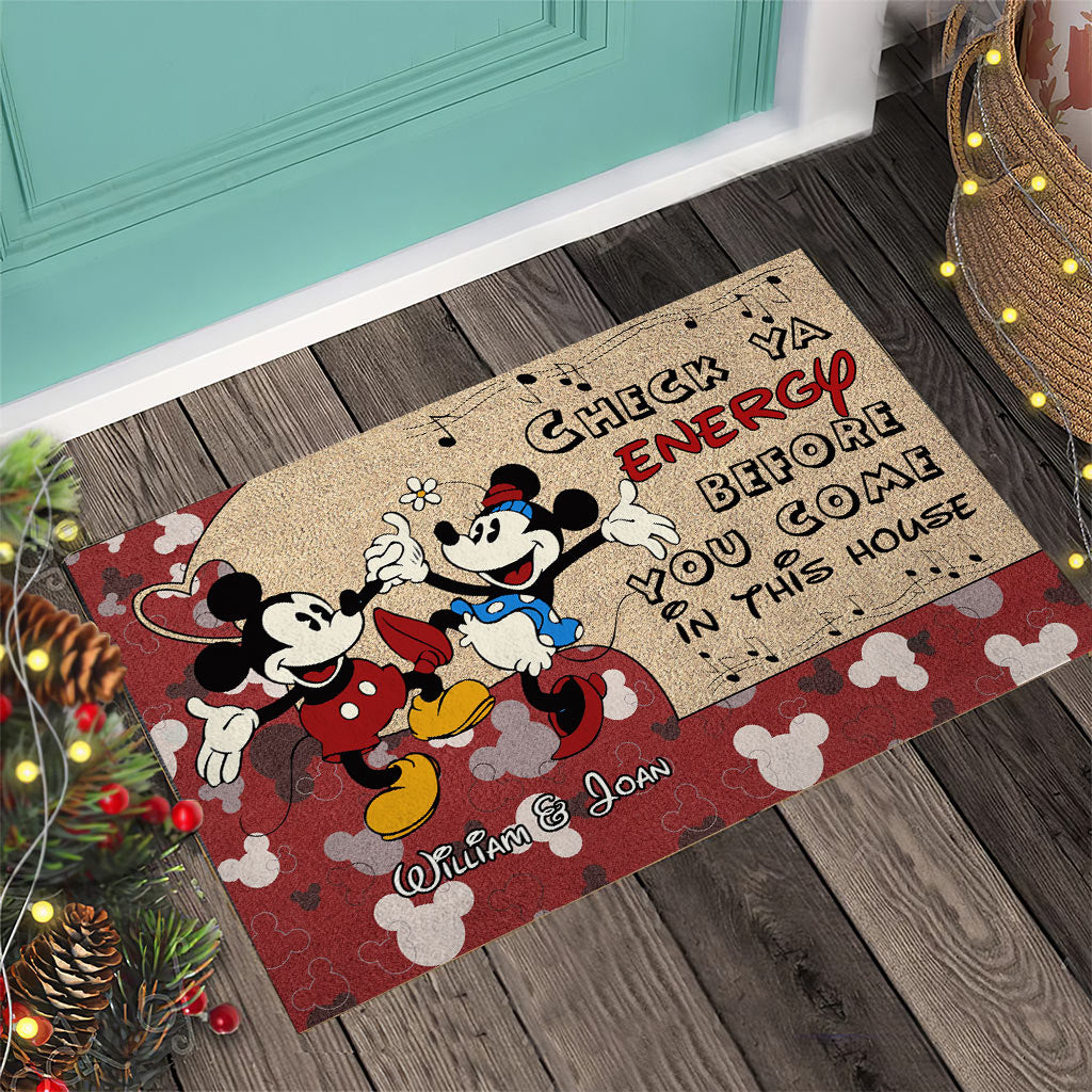 Personalized Mickey Mouse Couple Doormat Custom Name Gift