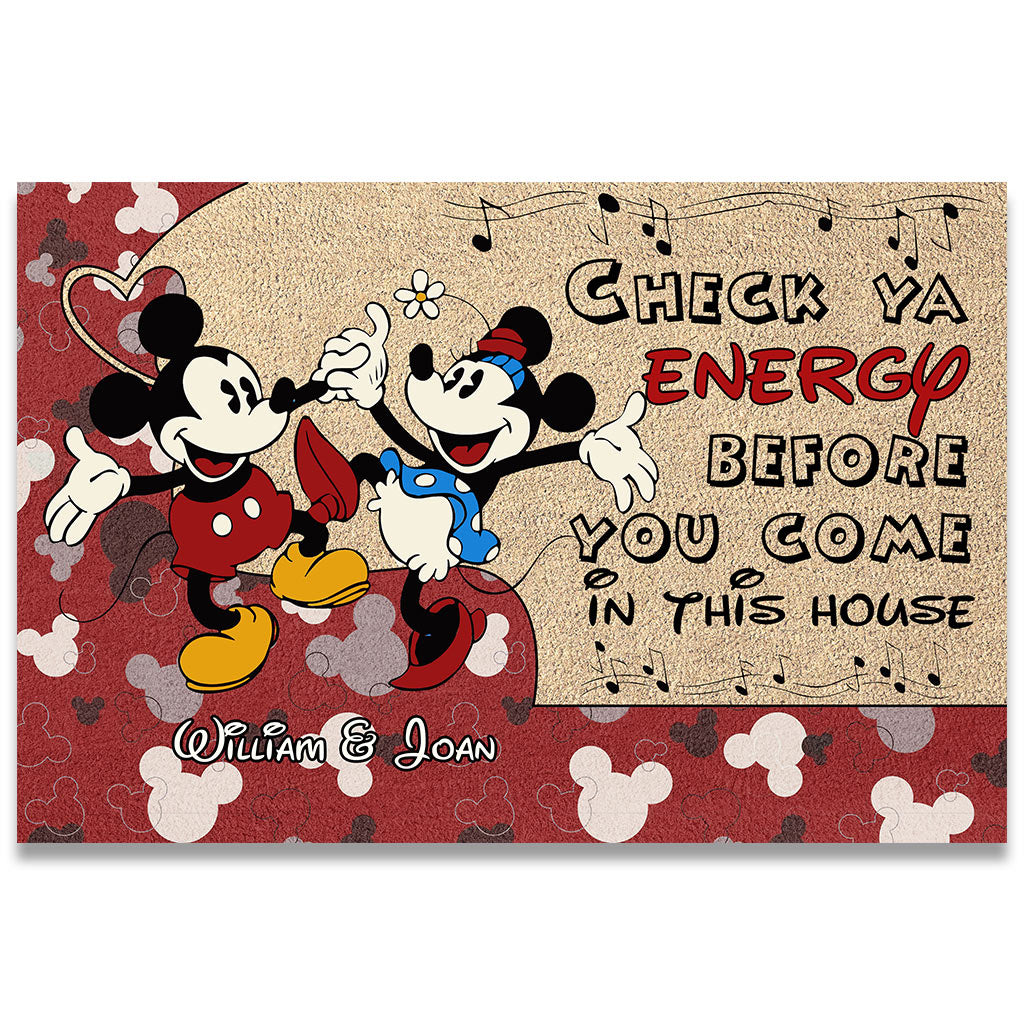 Personalized Mickey Mouse Couple Doormat Custom Name Gift