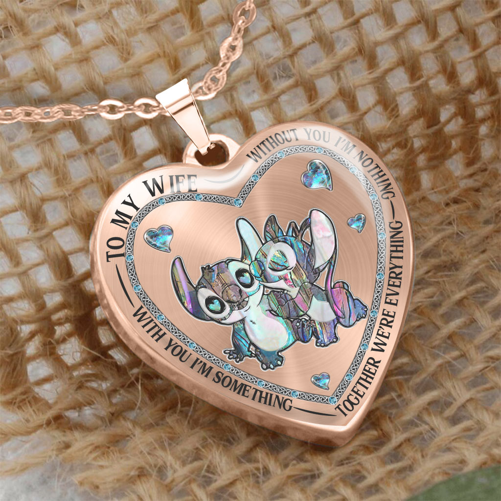 Personalized Ohana Heart Pendant Necklace for Couples - Custom Engraved Gift