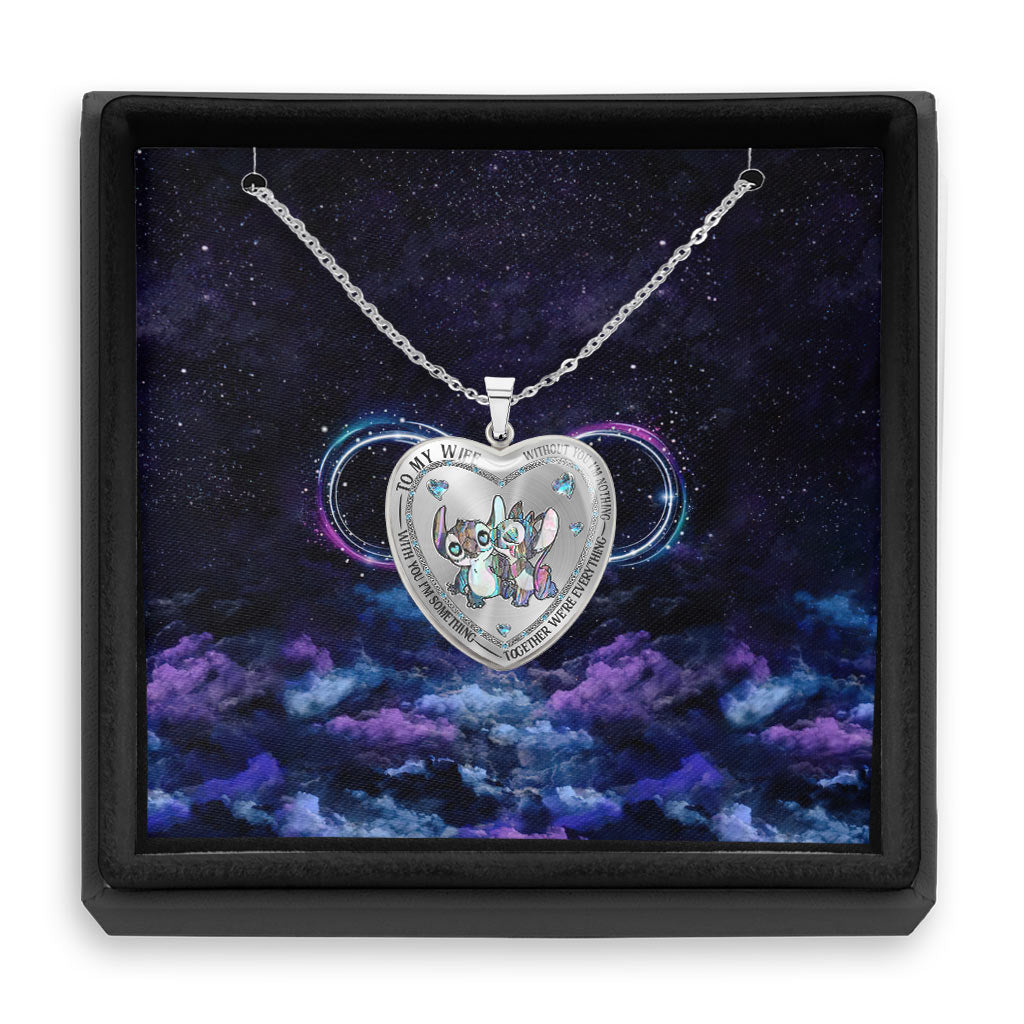 Personalized Ohana Heart Pendant Necklace for Couples - Custom Engraved Gift