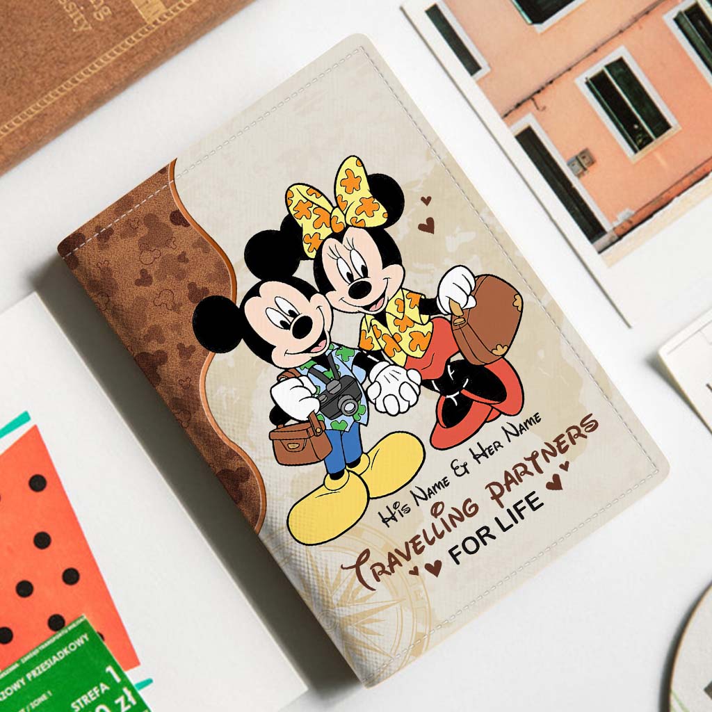 Personalized Mickey & Minnie Mouse Passport Holder Custom Name Travel Gift