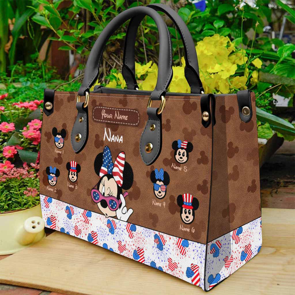 Personalized Leather Handbag for Grandma Magic Gift for Independence Day