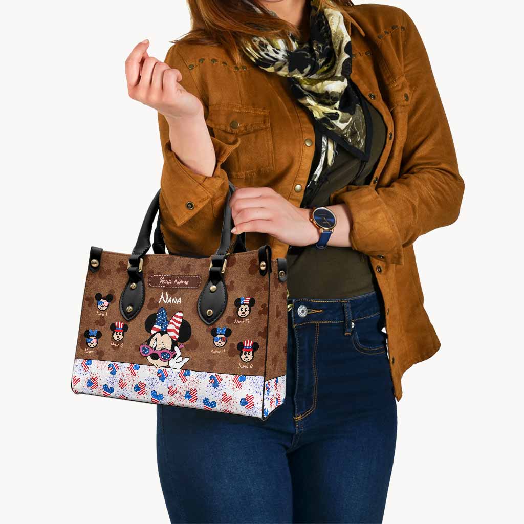 Personalized Leather Handbag for Grandma Magic Gift for Independence Day