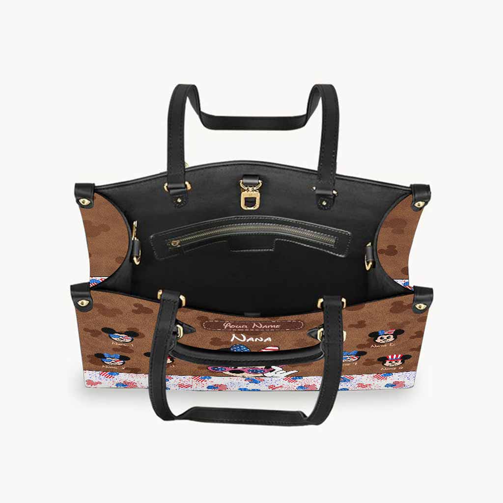 Personalized Leather Handbag for Grandma Magic Gift for Independence Day