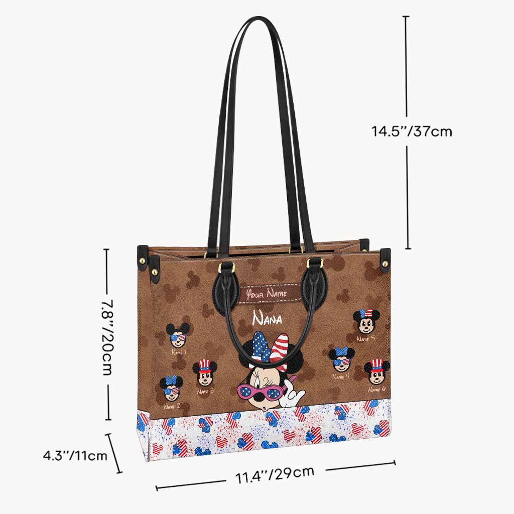 Personalized Leather Handbag for Grandma Magic Gift for Independence Day