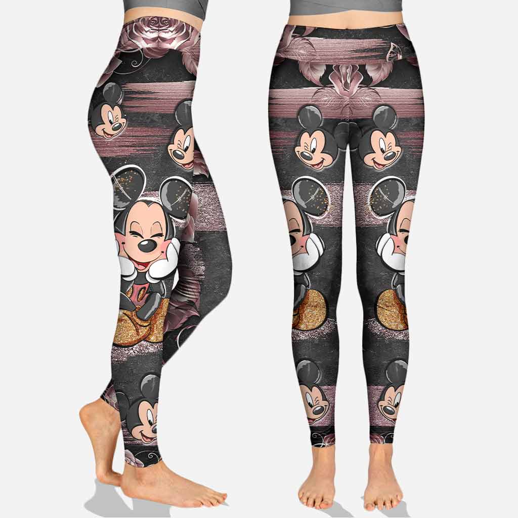 Personalized Pink Mouse Ears Hollow Tank Top & Leggings Set