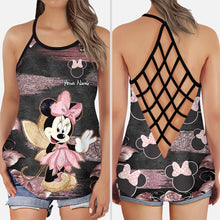 Load image into Gallery viewer, Personalized Little Pink Mouse Ears Cross Tank &amp; Leggings Set
