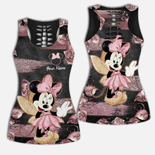 Load image into Gallery viewer, Personalized Hollow Tank Top and Leggings with Minnie Mouse Design for Kids' Birthday Gifts
